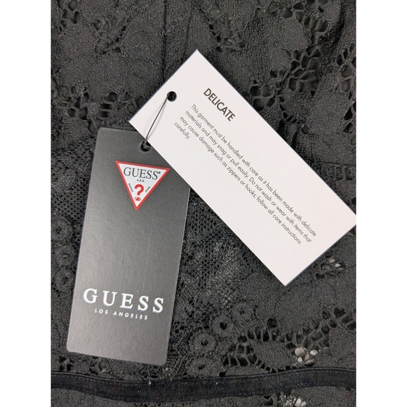 NWT $79 GUESS Black  Adjustable Strap Treon Lace Thong Bodysuit Women's Size S - Picture 5 of 13